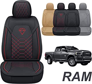 GXT 道奇 RAM 座套全套适合 Select 2013-2021 道奇 RAM 1500 2500 3500 皮卡车,防水合成皮革汽车座椅套和靠垫(黑色红色条纹)